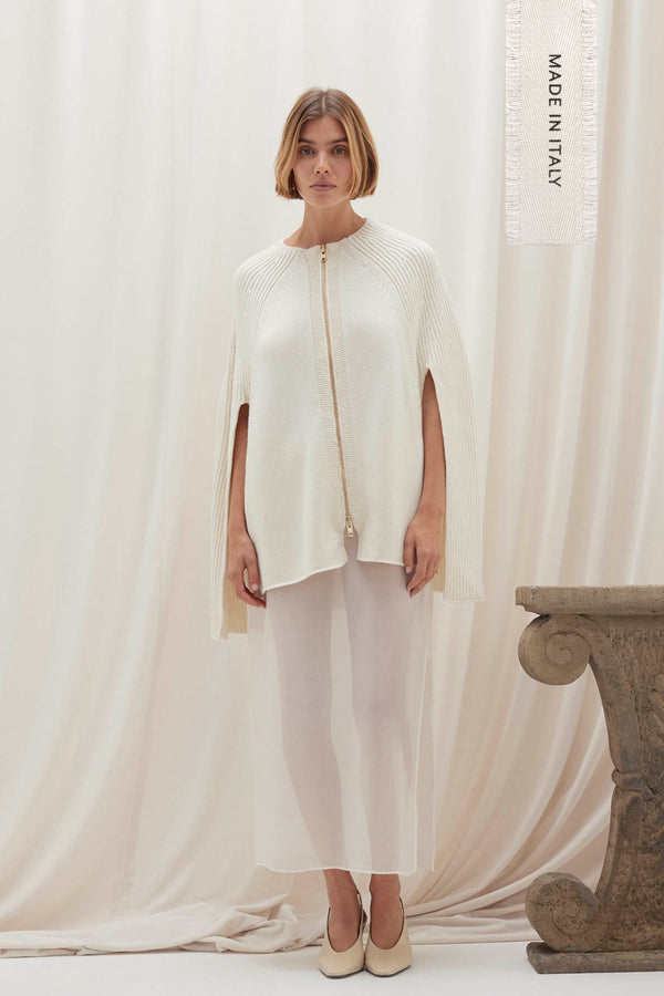 ALLEGRA ZIP-UP CASHMERE CAPE